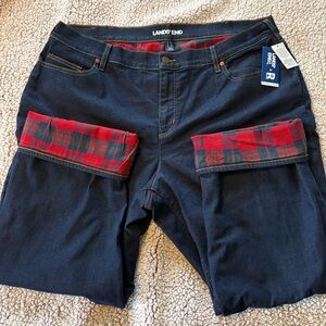 NWT Lands' End Women’s Dark Blue Flannel Lined Jeans